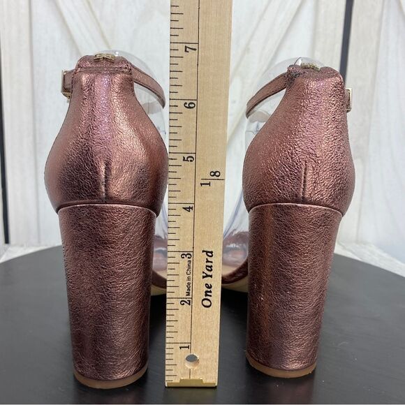 Sam Edelman Yaro Metallic Block Heel Ankle Strap Sandals Copper Pink 7 - Picture 12 of 12